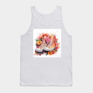 Sneakers With Flowers Watercolour Painting Tank Top